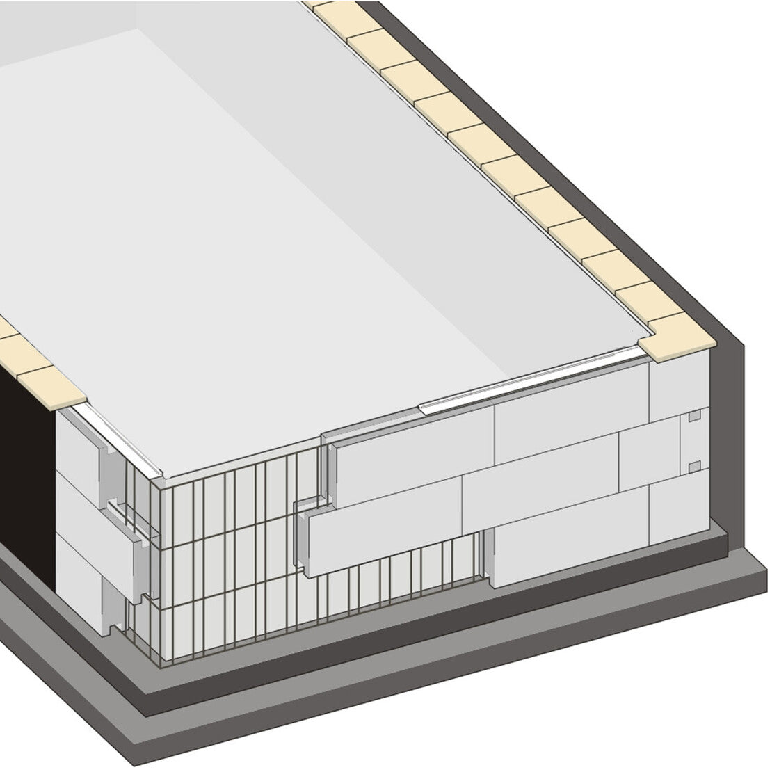 TrendStone Basis Set | Rechteckpool 700 x 350 x 150 cm | Hellgrau | Treppe Variofit 58 links